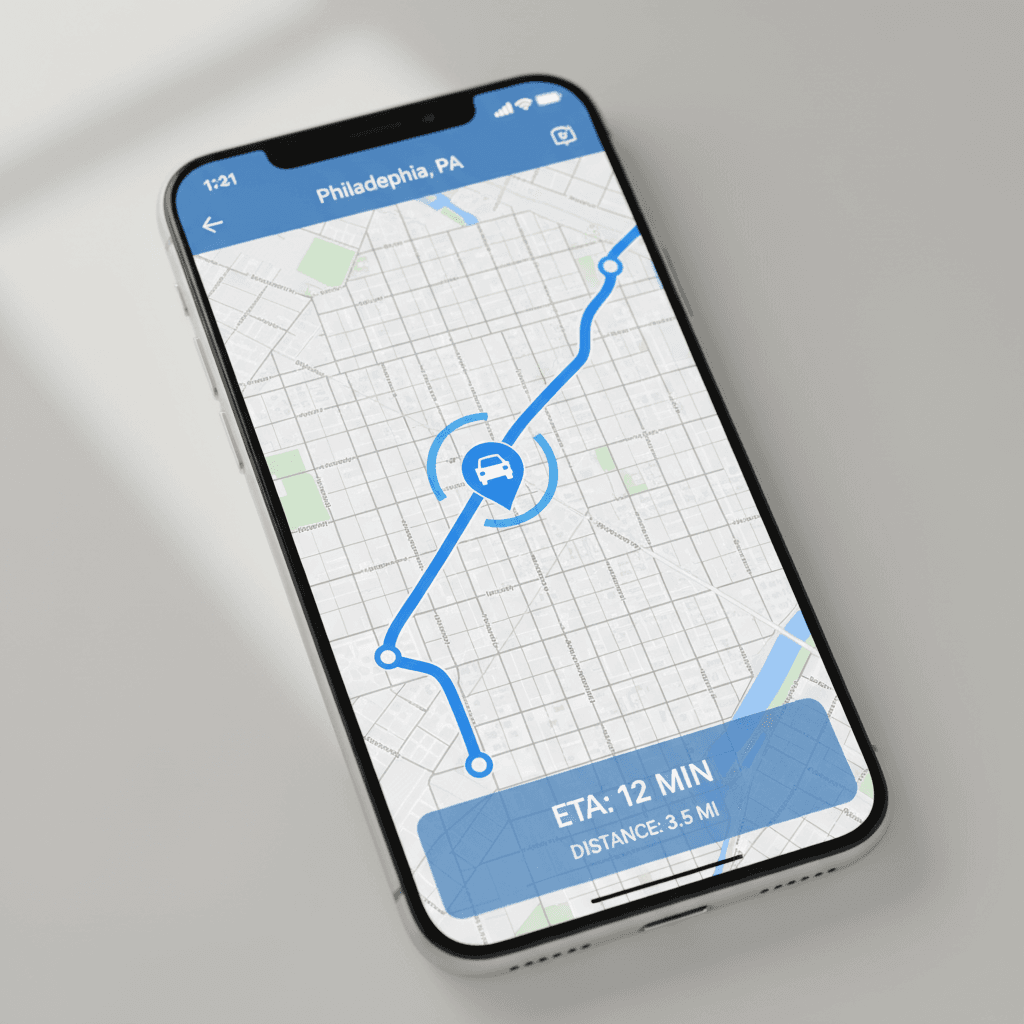 Live map tracking on mobile screen